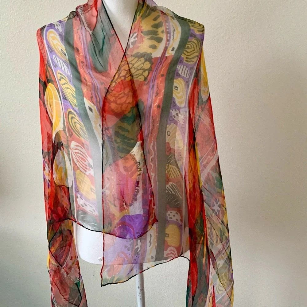 100% silk Colorful Sheer Scarf